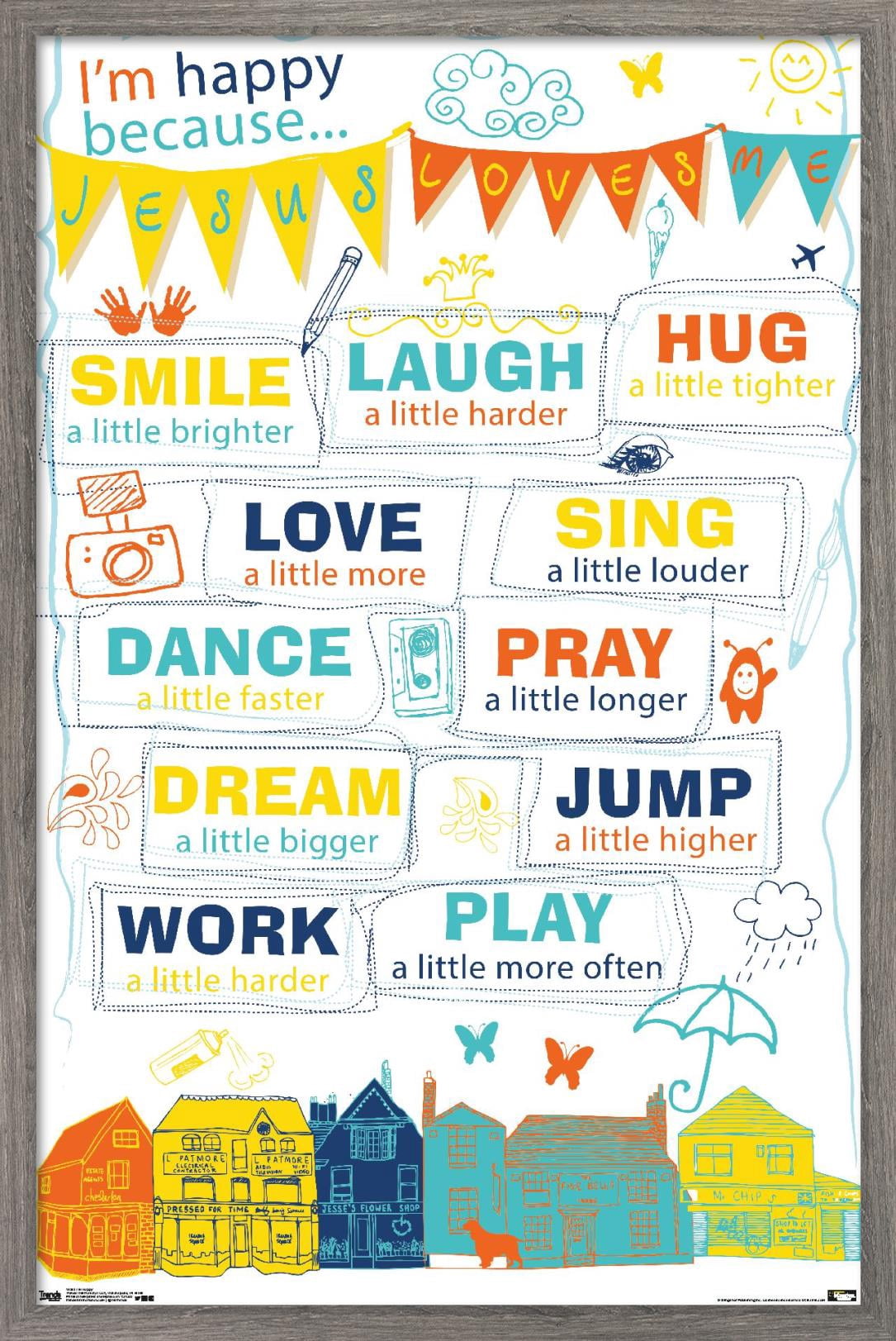 I'm Happy Wall Poster, 22.375" x 34" Framed