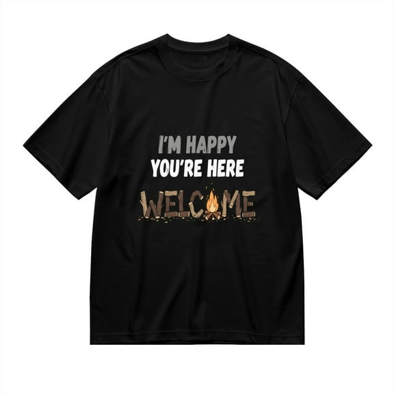 I'm Happy You're Here, Welcome Print, Vintage T Shirt, Cotton T-Shirt for Men, 23483378,S