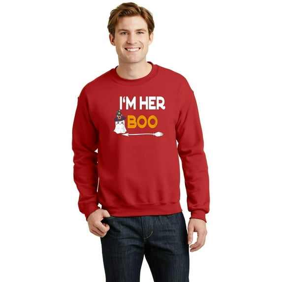 I'm Her Boo Funny Halloween Costume, Matching Couples Ghost Graphic SW21375 Unisex Sweatshirt, Up to Size 5XL