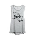 thumbnail image 1 of I'm Here At Last Lucky You Women's Fashion Sleeveless Muscle Workout Yoga Tank Top Sport Grey 2X-Large, 1 of 3