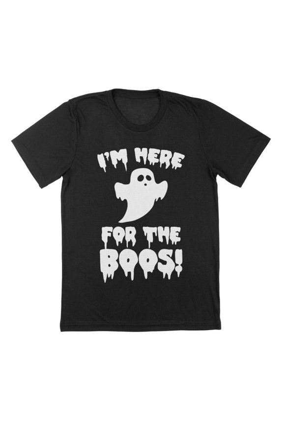 I'm Here For The Boos Halloween Black T-Shirt Short Sleeve Tee Unisex