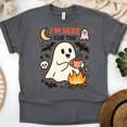 thumbnail image 1 of I’m Here For The Graphic Tee Funny Ghost Coffee Campfire Shirt, Dark Heather, Size 2XL, 1 of 6