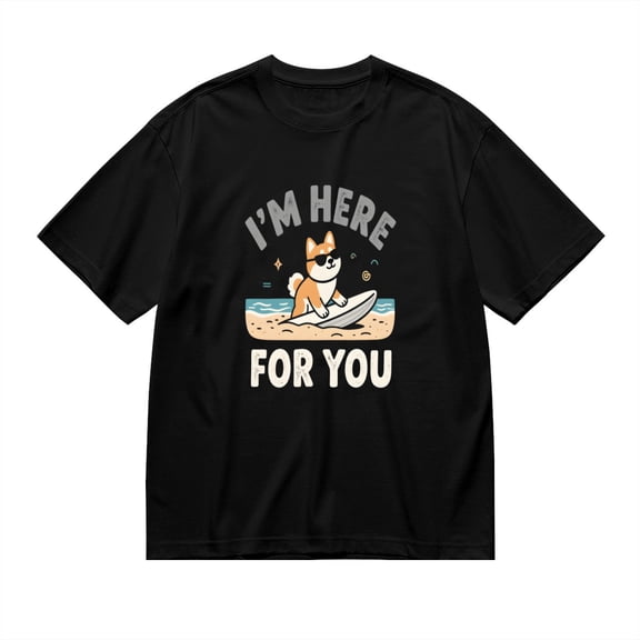 I'm Here For You, Shiba Inu Surfing Print 3, Vintage T Shirt, Cotton T-Shirt for Men, 23483376,XXL