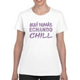 thumbnail image 1 of I'm Here Just Chillin'. Shaped T-Shirt Women -Smartprints Designs, Female Small, 1 of 4