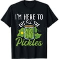 thumbnail image 1 of I'm Here To Eat All the Pickles - Pickle Cucumber Vegetarian T-ShirtPure cotton short-sleeved shirts for both men and women, 1 of 6