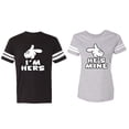 thumbnail image 1 of I'm Hers He's Mine Matching Couple Cotton Jerseys (Men Black / Women Heather) (Men XL / Women M), 1 of 3