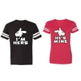 thumbnail image 1 of I'm Hers He's Mine Matching Couple Cotton Jerseys (Men Black / Women Red) (Men XXXL / Women XXL), 1 of 3