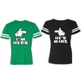 thumbnail image 1 of I'm Hers He's Mine Matching Couple Cotton Jerseys (Men Green / Women Black) (Men L / Women S), 1 of 3