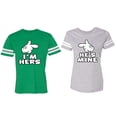 thumbnail image 1 of I'm Hers He's Mine Matching Couple Cotton Jerseys (Men Green / Women Heather) (Men M / Women L), 1 of 3