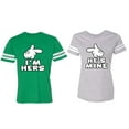 thumbnail image 1 of I'm Hers He's Mine Matching Couple Cotton Jerseys (Men Green / Women Heather) (Men M / Women XL), 1 of 3