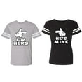 thumbnail image 1 of I'm Hers He's Mine Matching Couple Cotton Jerseys (Men Heather / Women Black) (Men S / Women L), 1 of 3