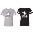 thumbnail image 1 of I'm Hers He's Mine Matching Couple Cotton Jerseys (Men Heather / Women Black) (Men XL / Women L), 1 of 3