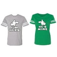 thumbnail image 1 of I'm Hers He's Mine Matching Couple Cotton Jerseys (Men Heather / Women Green) (Men M / Women L), 1 of 3