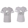 thumbnail image 1 of I'm Hers He's Mine Matching Couple Cotton Jerseys (Men Heather / Women Heather) (Men S / Women XL), 1 of 3
