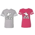 thumbnail image 1 of I'm Hers He's Mine Matching Couple Cotton Jerseys (Men Heather / Women Pink) (Men XXL / Women XXL), 1 of 3