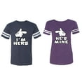 thumbnail image 1 of I'm Hers He's Mine Matching Couple Cotton Jerseys (Men Navy / Women Purple) (Men S / Women XL), 1 of 3