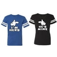 thumbnail image 1 of I'm Hers He's Mine Matching Couple Cotton Jerseys (Men Royal / Women Black) (Men L / Women M), 1 of 3
