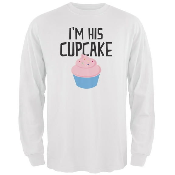 I'm His Cupcake White Adult Long Sleeve T-Shirt - X-Large