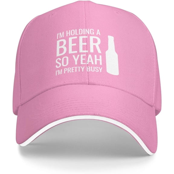 I'm Holding A Beer So Yeah I'm Pretty Busy Trucker Hat Baseball Cap Funny Outdoor Travel Dad Caps