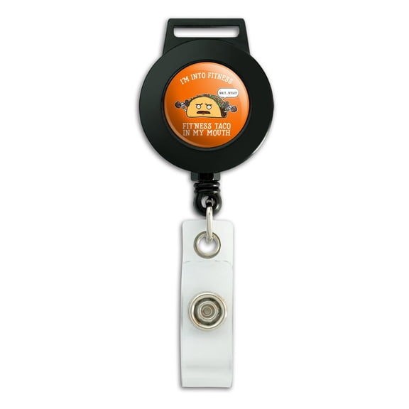 I'm Into Fitness Fit'ness Taco In My Mouth Funny Lanyard Retractable Reel Badge ID Card Holder
