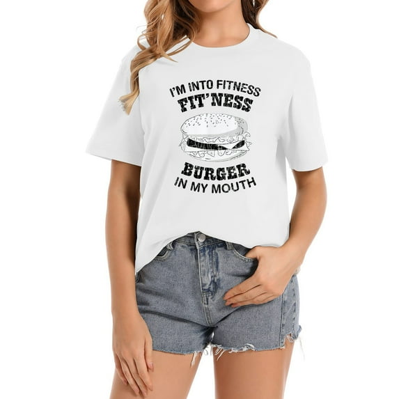 I'm Into Fitness Funny Hamburger Cheeseburger Grap Trendy Women's T-Shirts with Unique Graphics - Great for Casual Wear