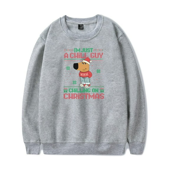 I'm Just A Chill Guy Christmas Merch Long Sleeve Crewneck Sweatshirt For Men/Women Unsiex Fashion Cosplay Streetwear