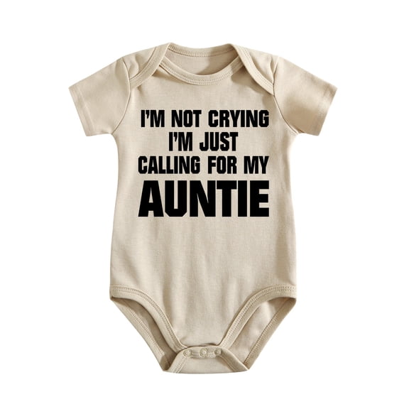 I'm Just Calling For My Auntie - Baby Clothes - Funny Newborn Bodysuit Outfits for Boys And Girls（2） Light Apricot-style-1 0-3M