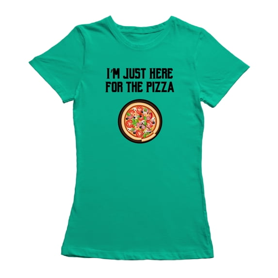 I'm Just Here For Pizza Graphic Women Kelly Green T-Shirt, Female XX-Large