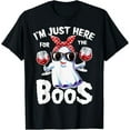 thumbnail image 1 of I'm Just Here For The Boos Halloween Women Ghost Cute Funny T-Shirt Shirts, 1 of 3