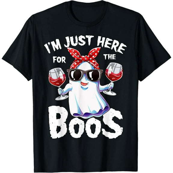 I'm Just Here For The Boos Halloween Women Ghost Cute Funny T-Shirt