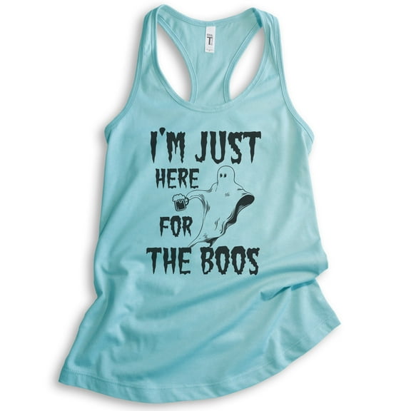 I'm Just Here For The Boos Tank Top, Ladies Racerback Tank Top, Halloween Tank, Ghost Tank, Cancun, Small