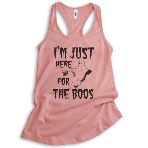 I'm Just Here For The Boos Tank Top, Ladies Racerback Tank Top, Halloween Tank, Ghost Tank, Desert Pink, XX-Large