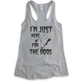 thumbnail image 1 of I'm Just Here For The Boos Tank Top, Ladies Racerback Tank Top, Halloween Tank, Ghost Tank, Heather Gray, Large, 1 of 3
