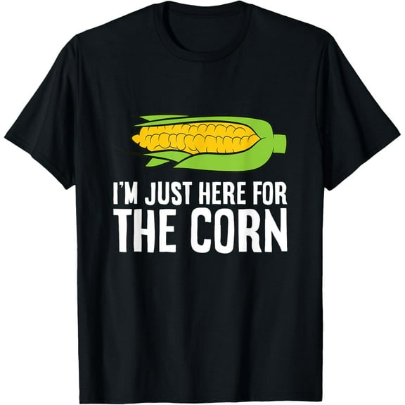 I'm Just Here For The Corn Funny Corn On The Cob T-ShirtMen and women, Black T-shirt, size: Extra large