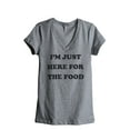thumbnail image 1 of I'm Just Here For The Food Women's Fashion Relaxed V-Neck T-Shirt Tee Heather Grey Large, 1 of 3