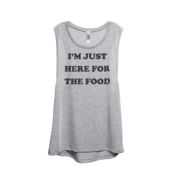 I'm Just Here For The Food Women's Fashion Sleeveless Muscle Workout Yoga Tank Top Sport Grey 2X-Large