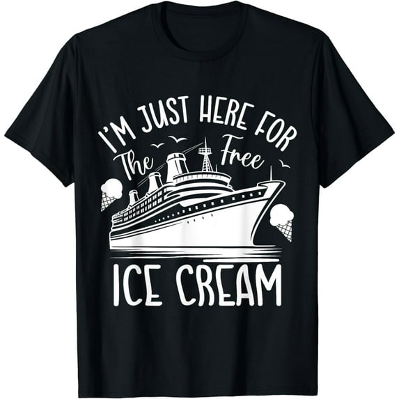 I'm Just Here For The Free Ice Cream Family Trip Cruise 2024 T-Shirt