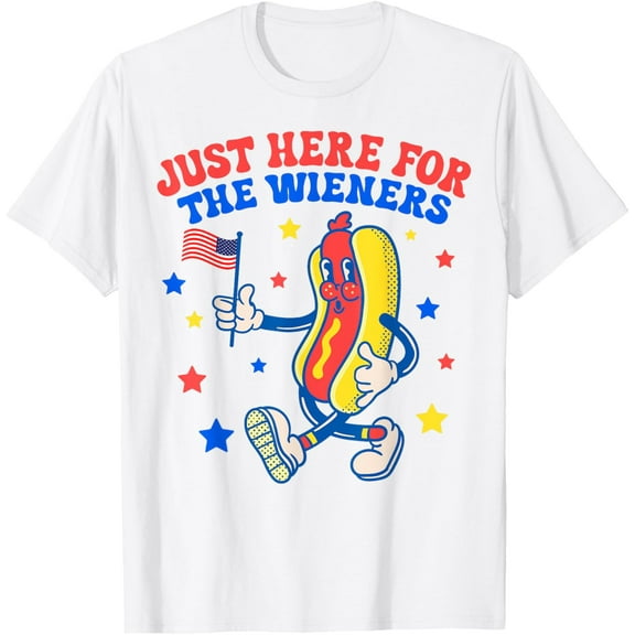 I'm Just Here For The Hot Dog Wieners Funny Fourth of July T-Shirt Tops Tee
