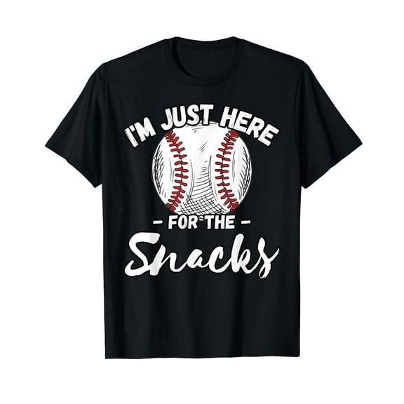I'm Just Here For The Snacks Funny Fantasy Baseball League Black T-Shirt