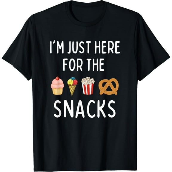 I'm Just Here For The Snacks Funny Foodie T-ShirtMen and women, Black T-shirt, size: Extra large