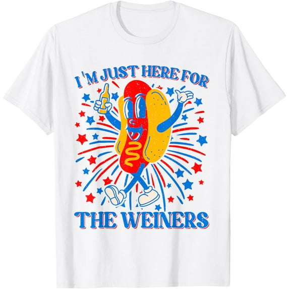 I'm Just Here For The Weiners Funny Hotdog 4th Of July T-Shirt Tops Tee