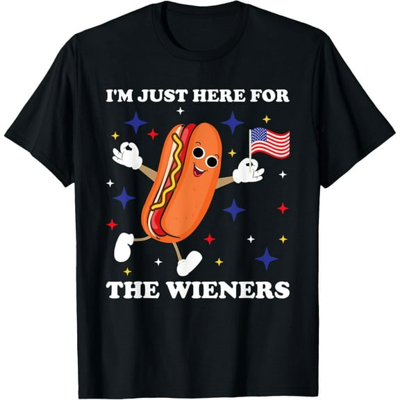 I'm Just Here For The Wieners Funny 4th Of July T-Shirt Tops Tee