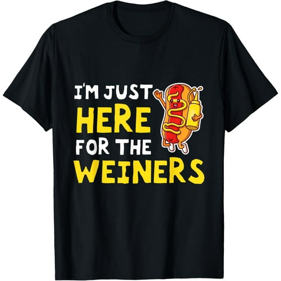I'm Just Here For The Wieners Funny Hot Dog T-Shirt Tops Tee