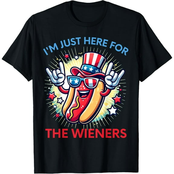 I'm Just Here For The Wieners funny 4Th Of July hot dog T-Shirt Tops Tee