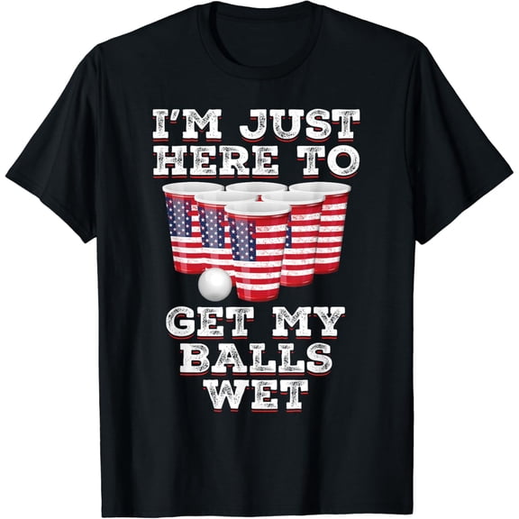 I'm Just Here To Get My Balls Wet Funny 4th Of July T-Shirt mens t shirt，black，women，funny，misfits，men，journey