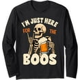 thumbnail image 1 of I'm Just Here for The Boos Funny Halloween Men Skeleton Long Sleeve T-Shirt, 1 of 8