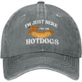 thumbnail image 1 of I'm Just Here for The Hotdogs Hat Denim Cap, 1 of 7