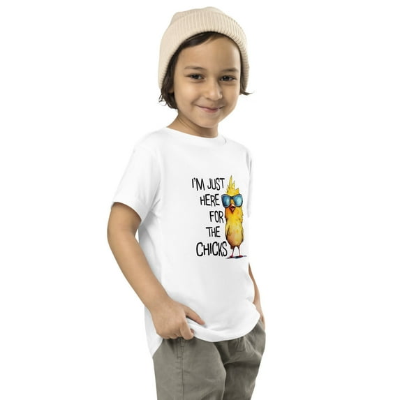 I'm Just Here for the Chicks Toddler T Shirt (White, 4T)