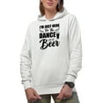 thumbnail image 1 of I'm Just Here for the Dance and the Beer, Funny Drinker or Party Drinking Quote, White Hooded Sweatshirt or Hoodie, Small, 1 of 5