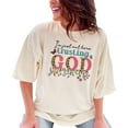 thumbnail image 1 of I'm Just Out Here Trusting God with Hand Drawn Flowers & Leopard Print Art, Ivory Comfort Colors T-Shirt, Small, 1 of 1